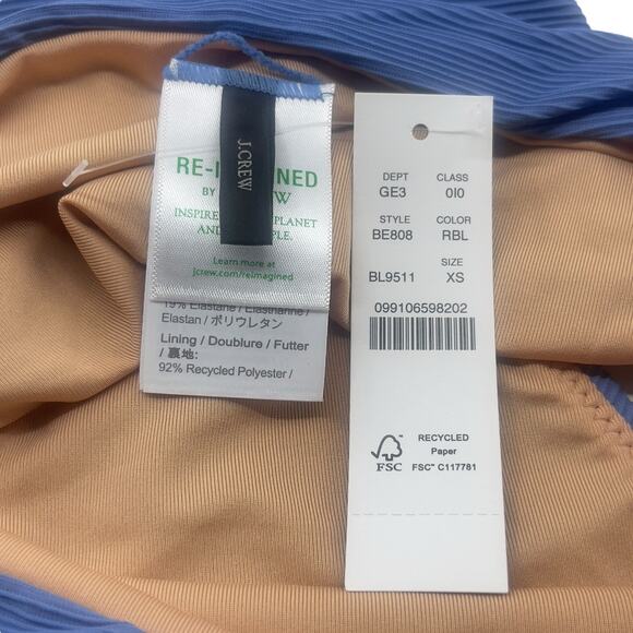 J Crew Ribbed Bikini Bottoms Blue High Rise Cheeky Swimwear Size XS BE808 New - Picture 5 of 5